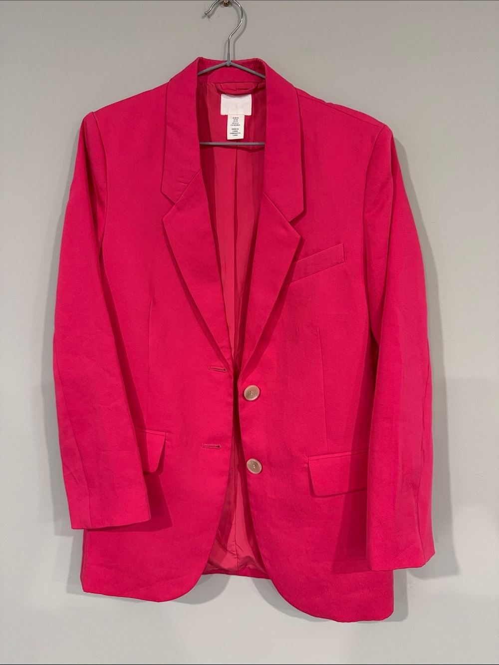H&M hot pink blazer size XS - PTP - 19”
